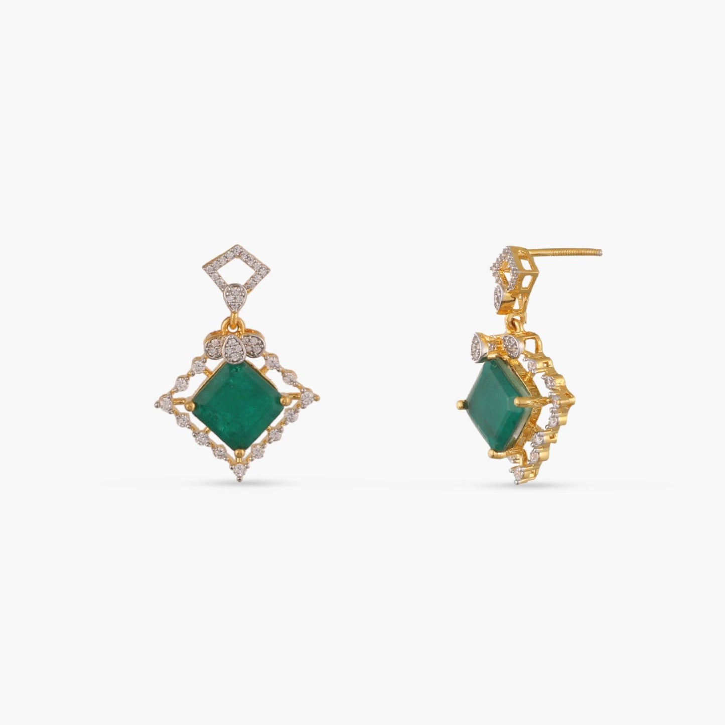 Emerald Sparkle CZ Silver Pendant Set