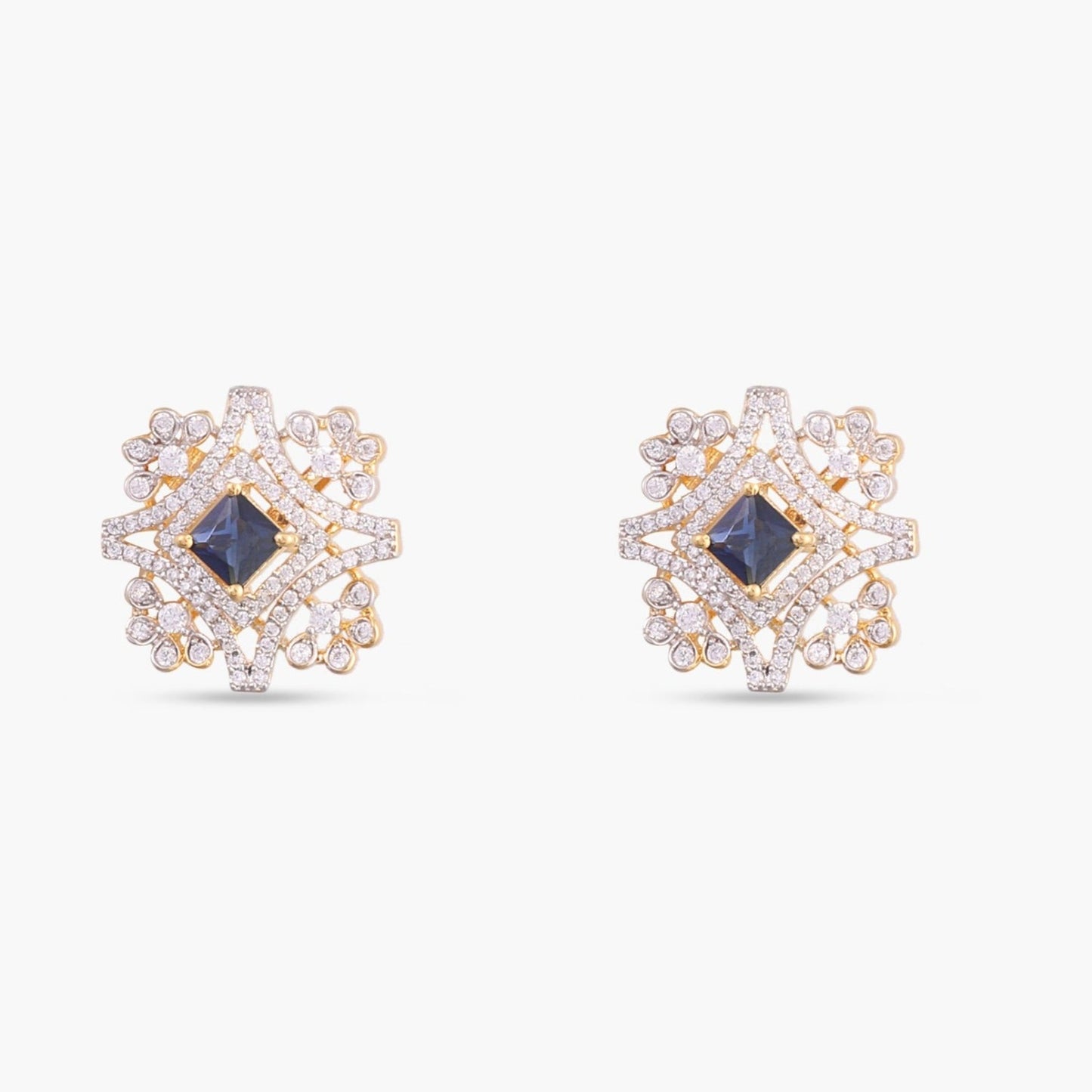 Sapphire Bloom CZ Silver Pendant Set