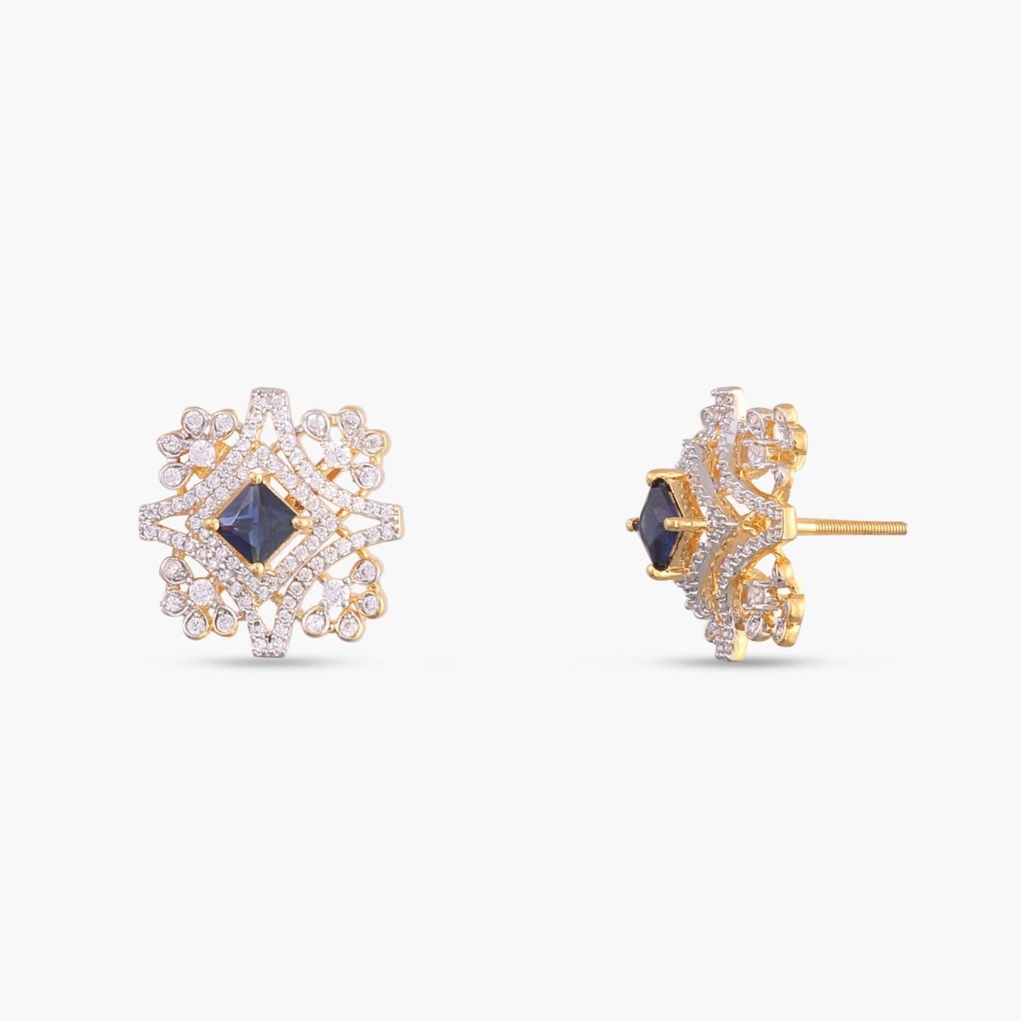 Sapphire Bloom CZ Silver Pendant Set