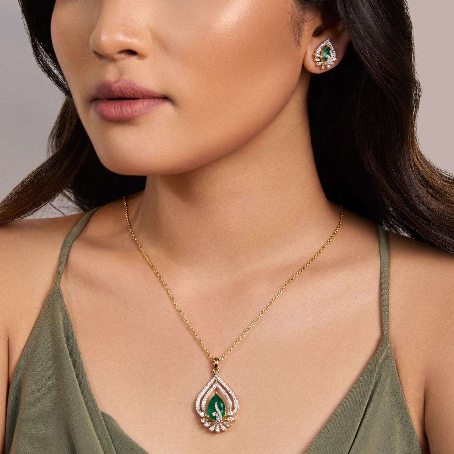 Elysian Elegance CZ Silver Pendant Set