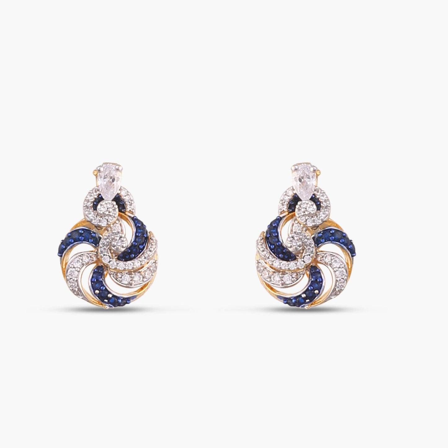 Sapphire Swirl CZ Silver Pendant Set
