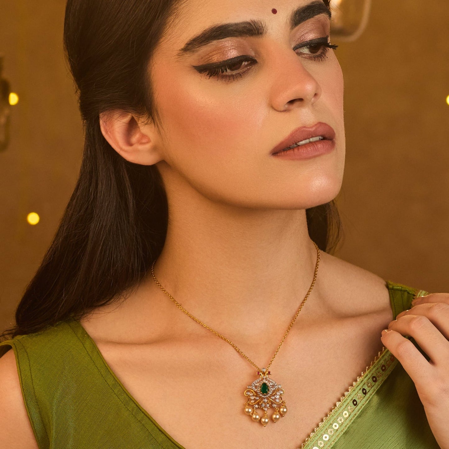 Aisha CZ Silver Pendant Necklace