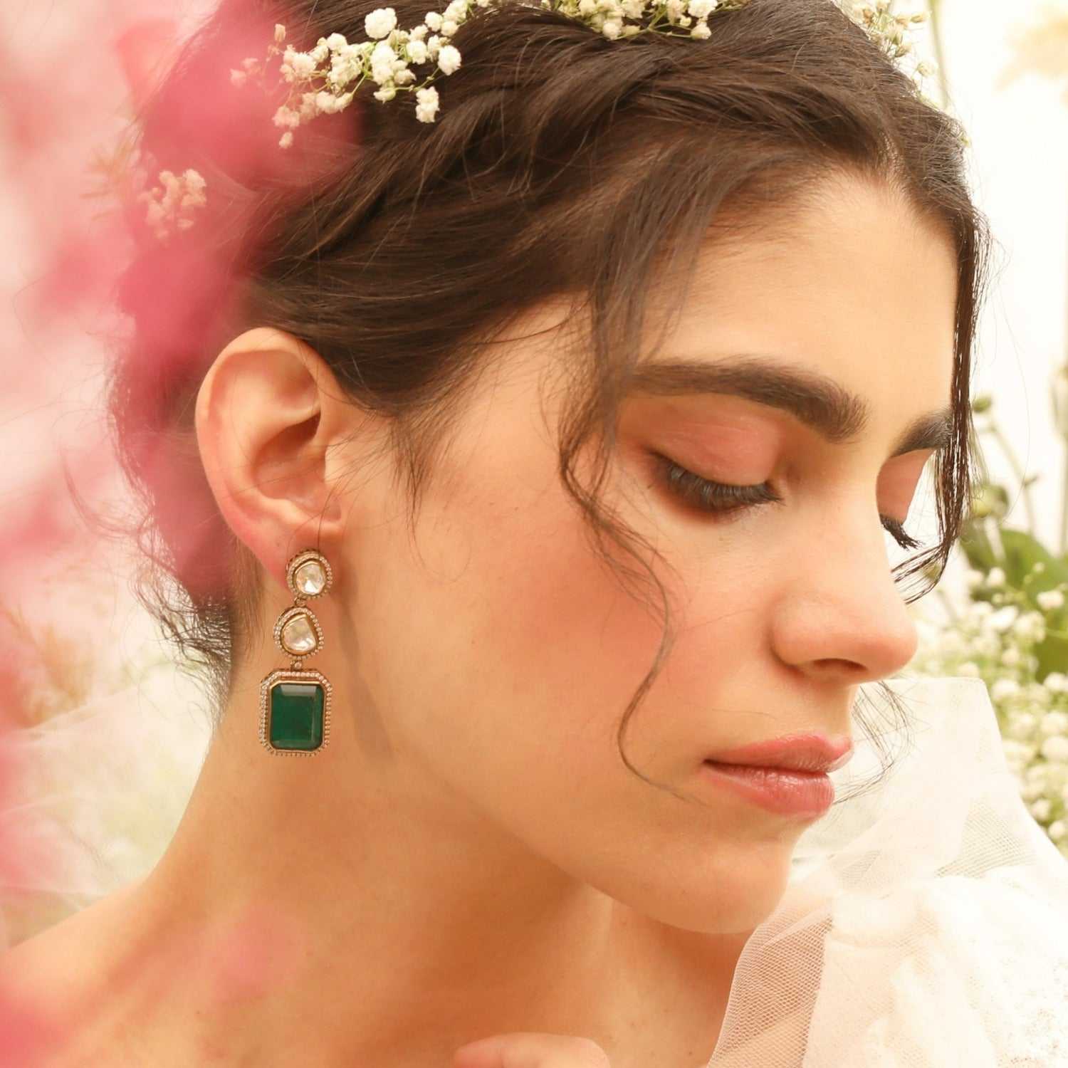 Modern Moissanite Silver Drop Earrings