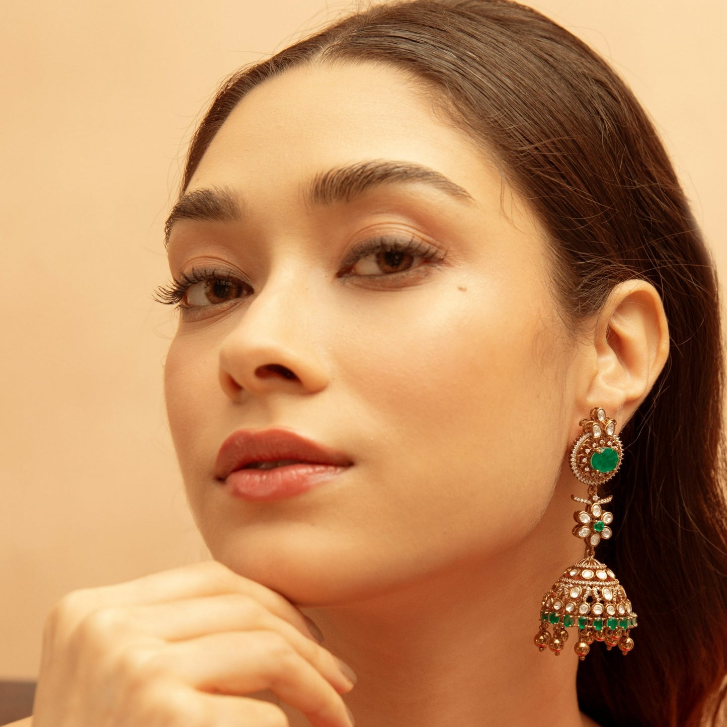 Urmila Moissanite Silver Jhumkis
