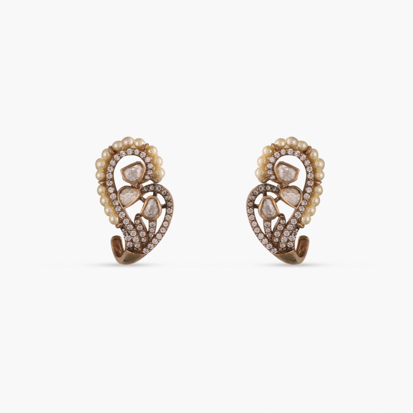 Mango Moissanite Silver Huggie Earrings