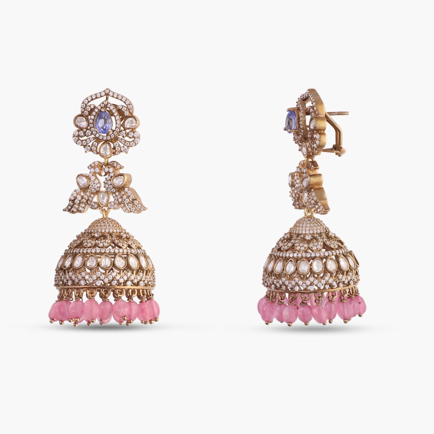Israh Moissanite Silver Jhumka Earrings
