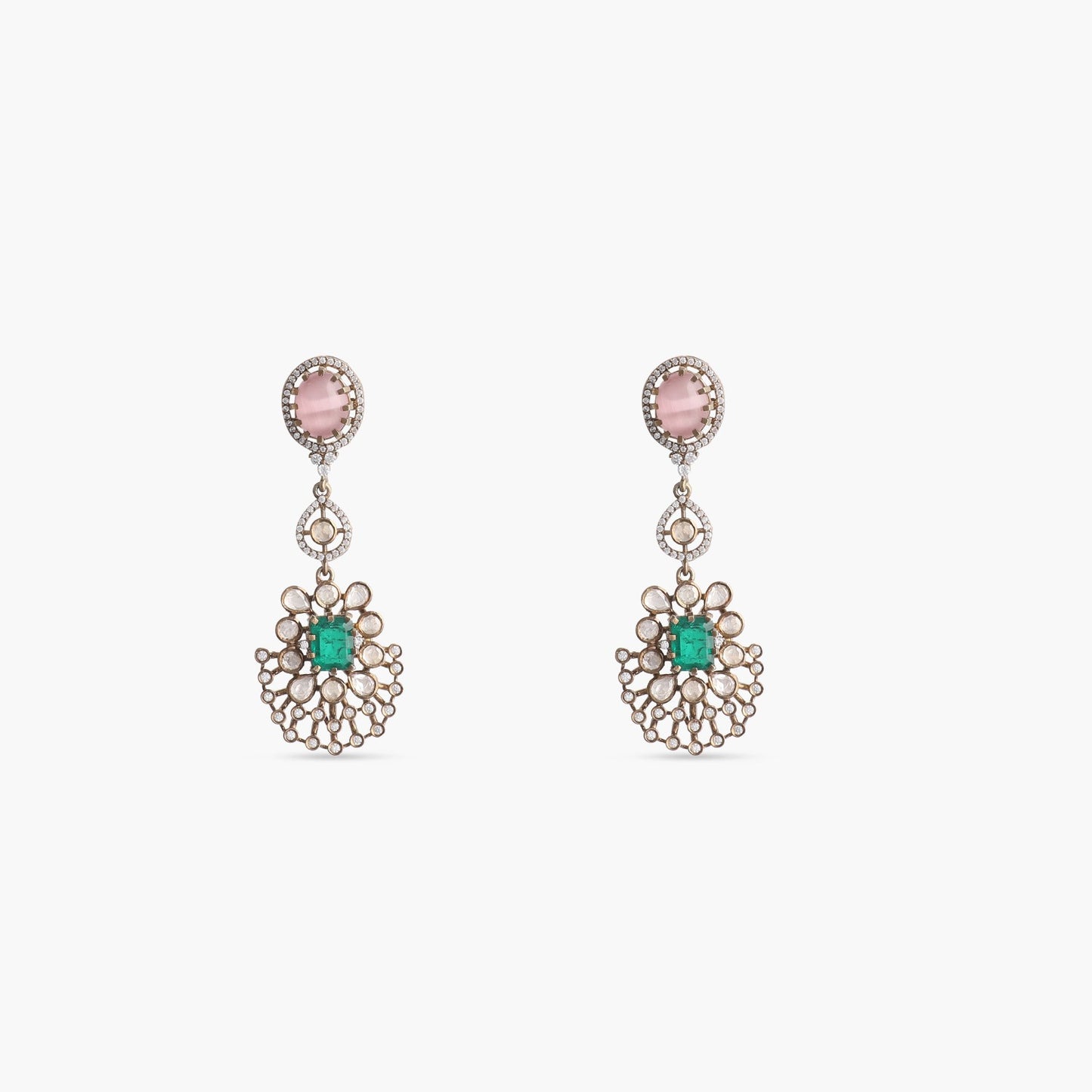 Indraja Moissanite Silver Grand Necklace Set