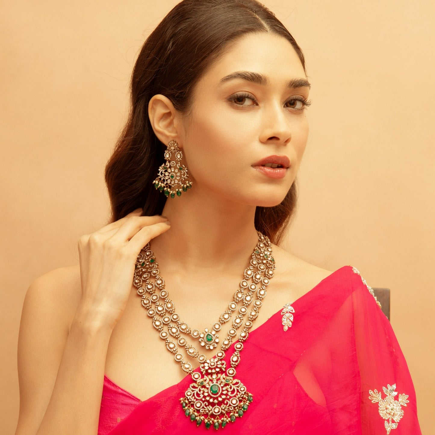 Unnati Moissanite Silver Necklace Set