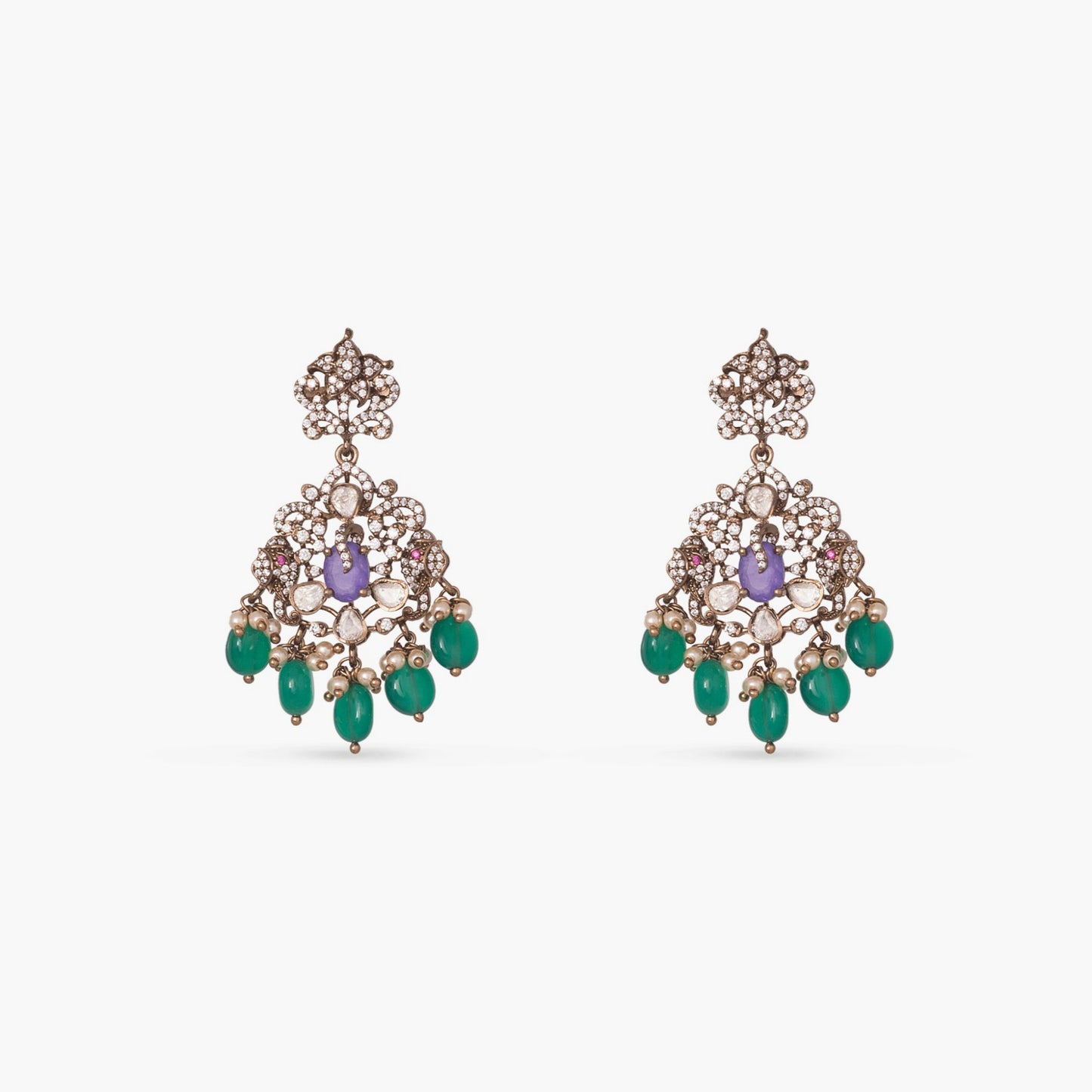 Ishani Moissanite Victorian Silver Necklace Set