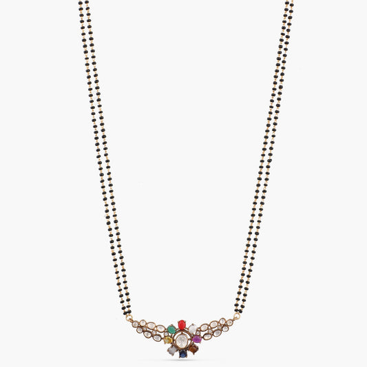 Navaratna Moissanite Silver Mangalsutra Necklace