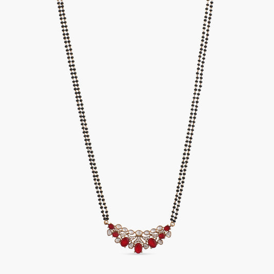 Ruby Moissanite Silver Mangalsutra Necklace Set