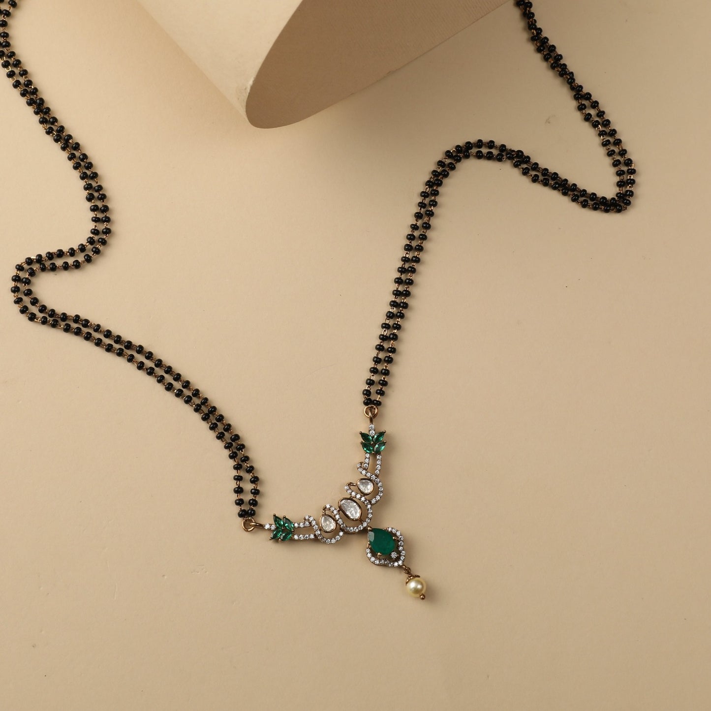 Petal Moissanite Silver Mangalsutra Necklace