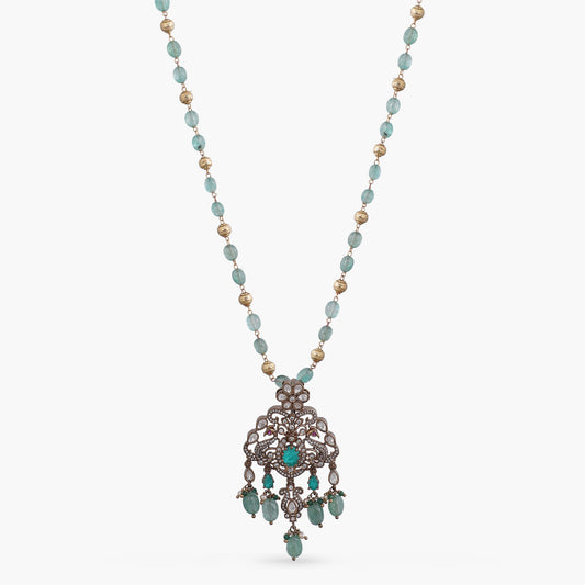 Arpita Moissanite Silver Beaded Pendant Necklace