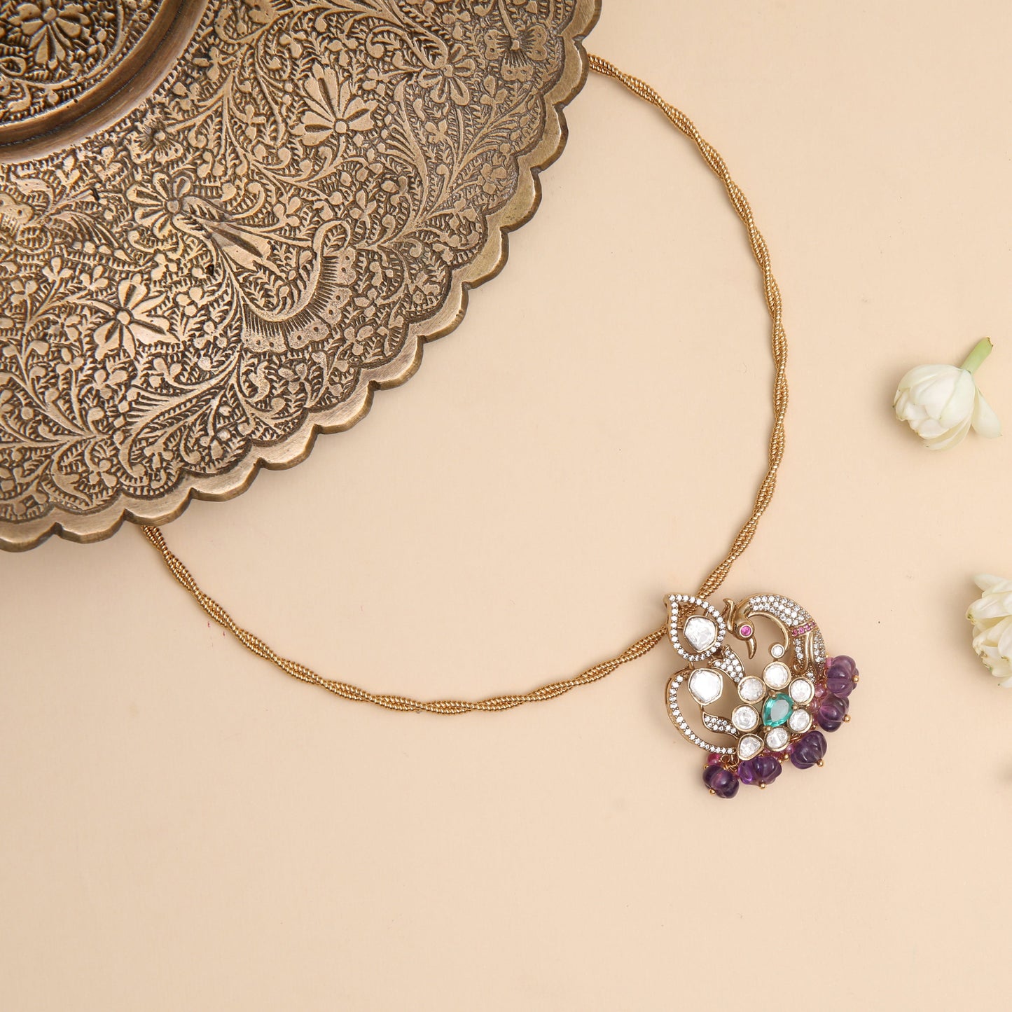 Madhura Moissanite Silver Pendant Necklace