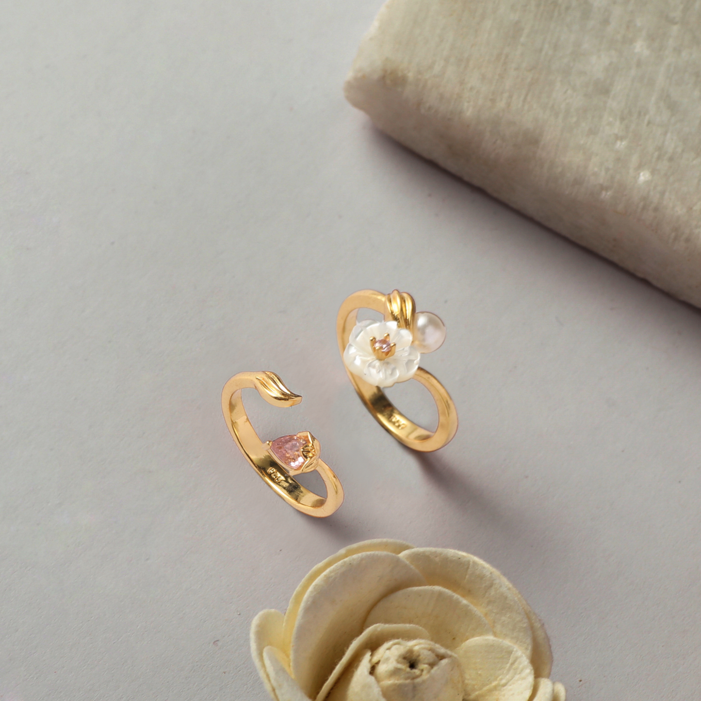 Blossom Veil Delicate Silver Stackable Finger Ring