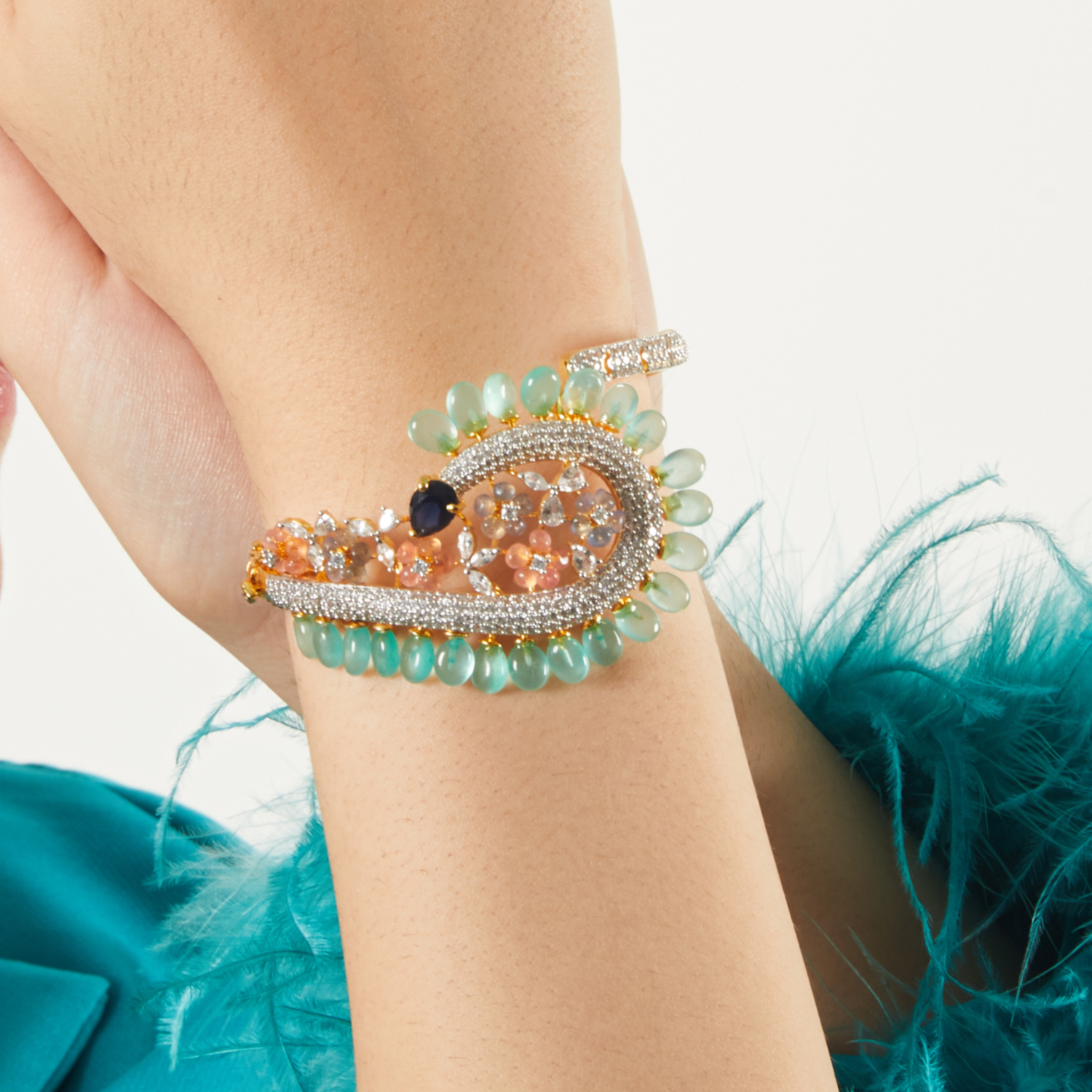 Garden Blossom Floral CZ Silver Bracelet
