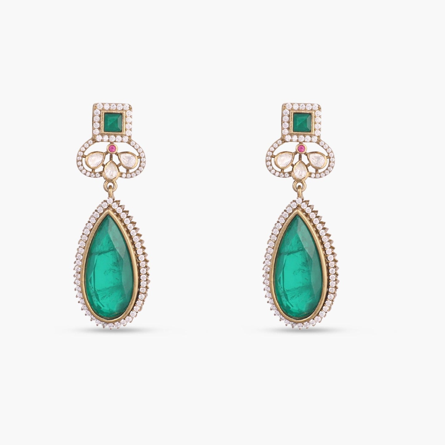Ahad Moissanite and Gemstone Silver Drop Earrings