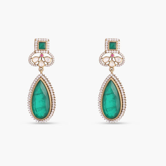 Ahad Moissanite and Gemstone Silver Drop Earrings