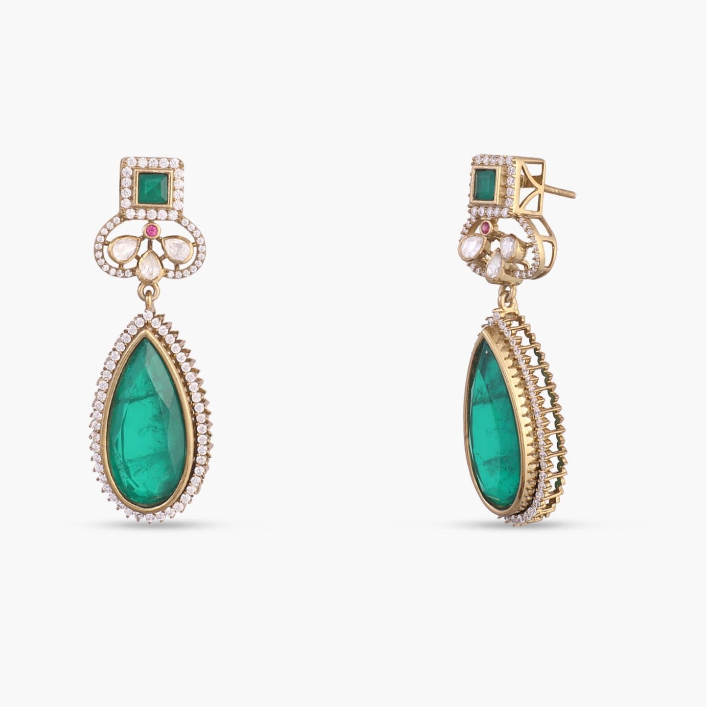 Ahad Moissanite and Gemstone Silver Drop Earrings