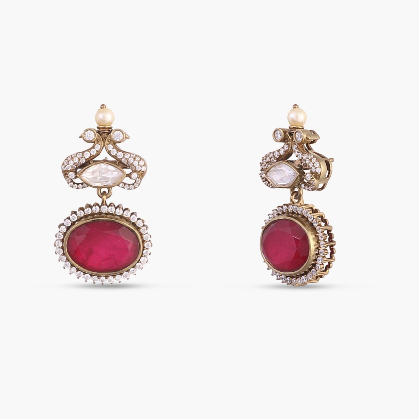 Aqsa Moissanite and Gemstone Silver Drop Earrings