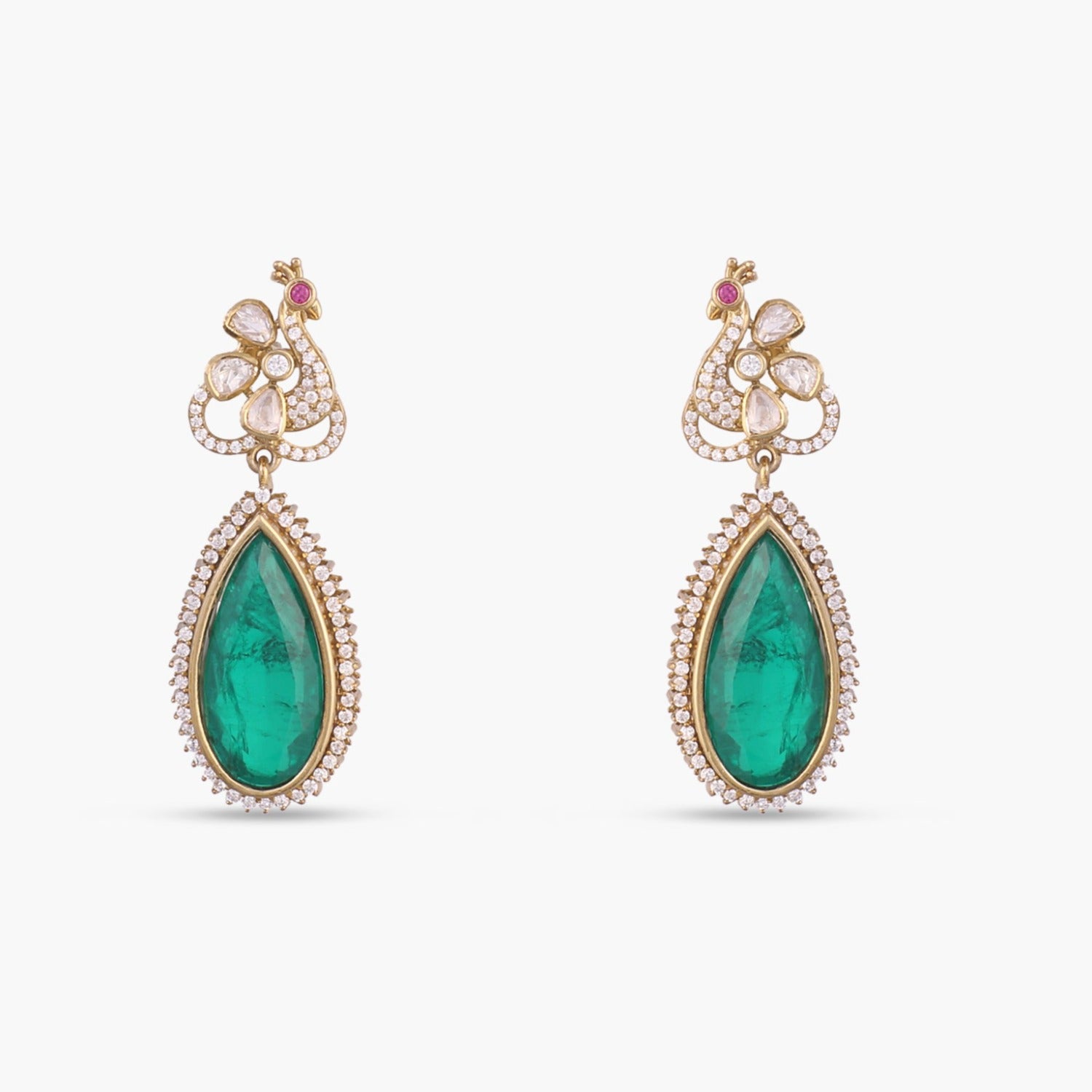 Ruhaan Moissanite and Gemstone Silver Drop Earrings