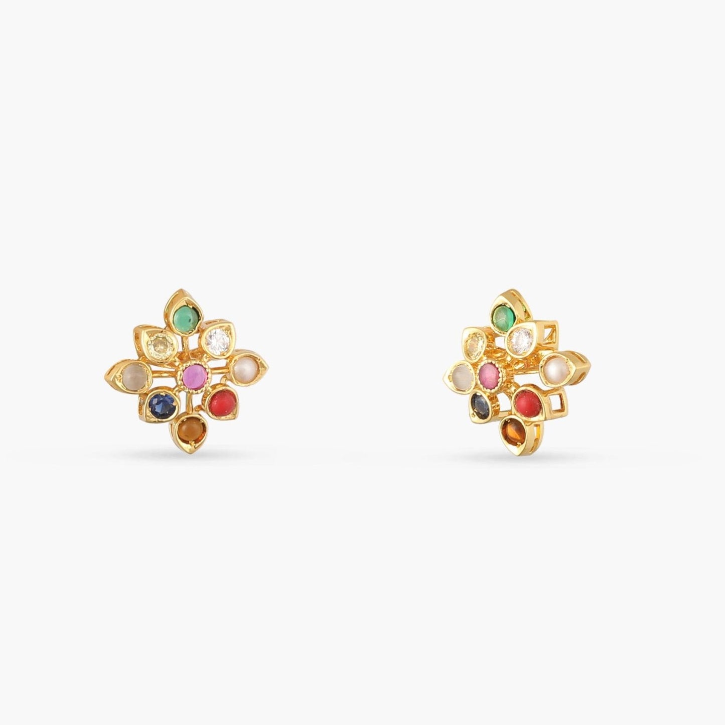 Navanya Navaratna Silver Stud Earrings