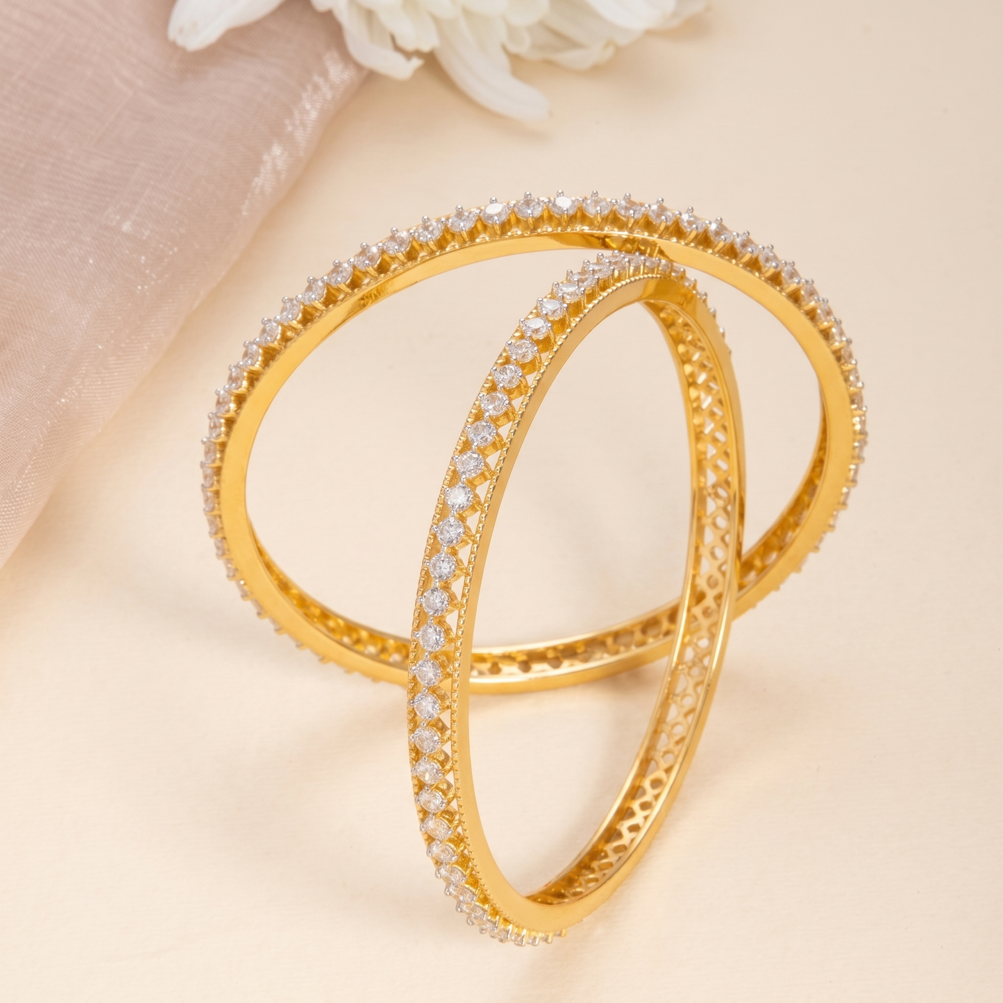 Geetika CZ Silver Bangles