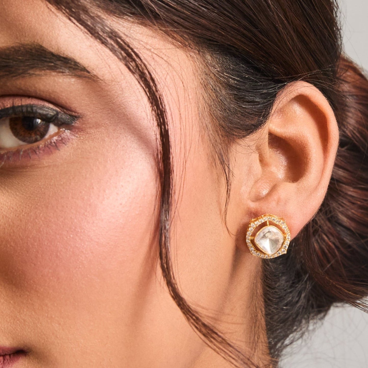 Starburst Moissanite Silver Stud Earrings