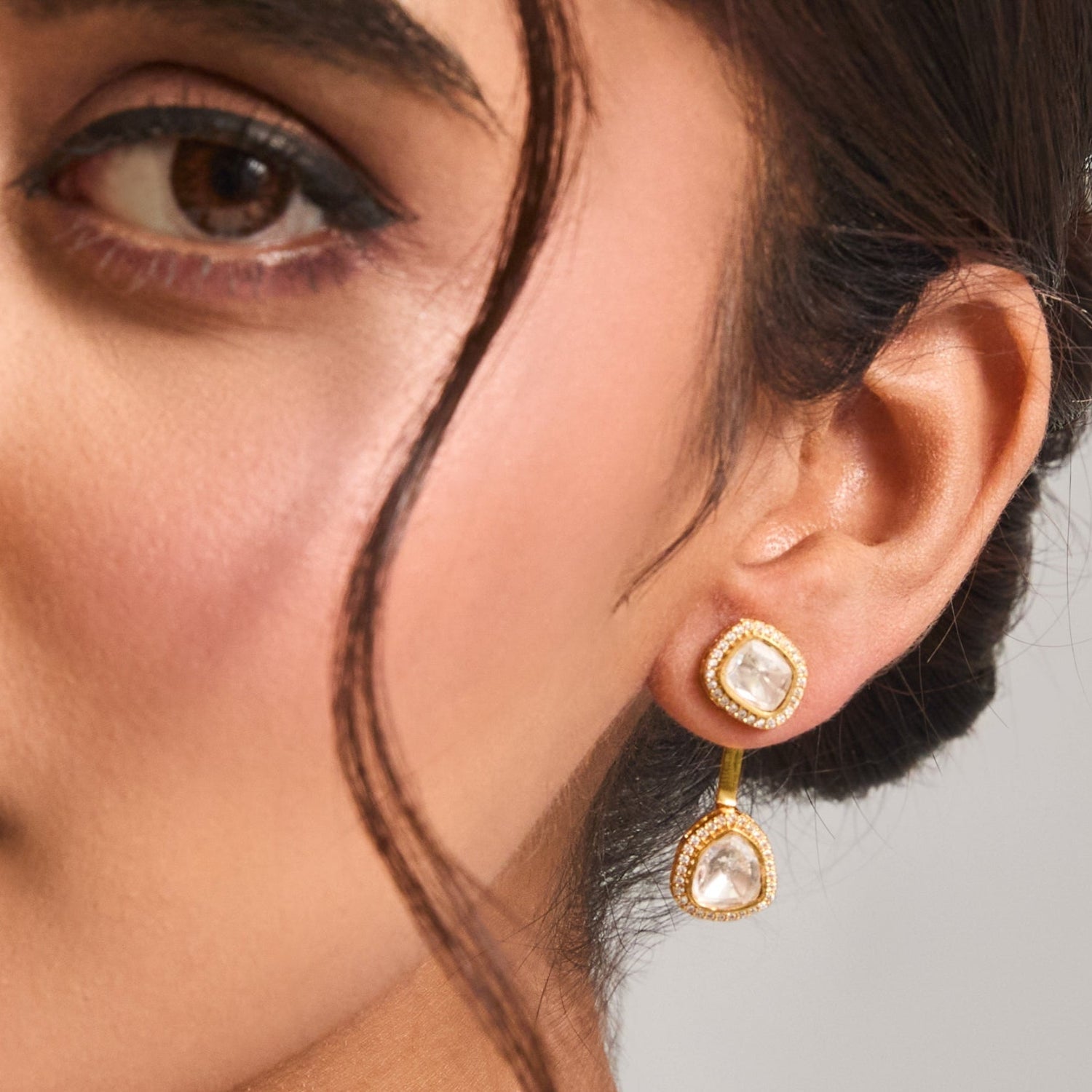 Cosmic Light Moissanite Silver Jacket Earrings