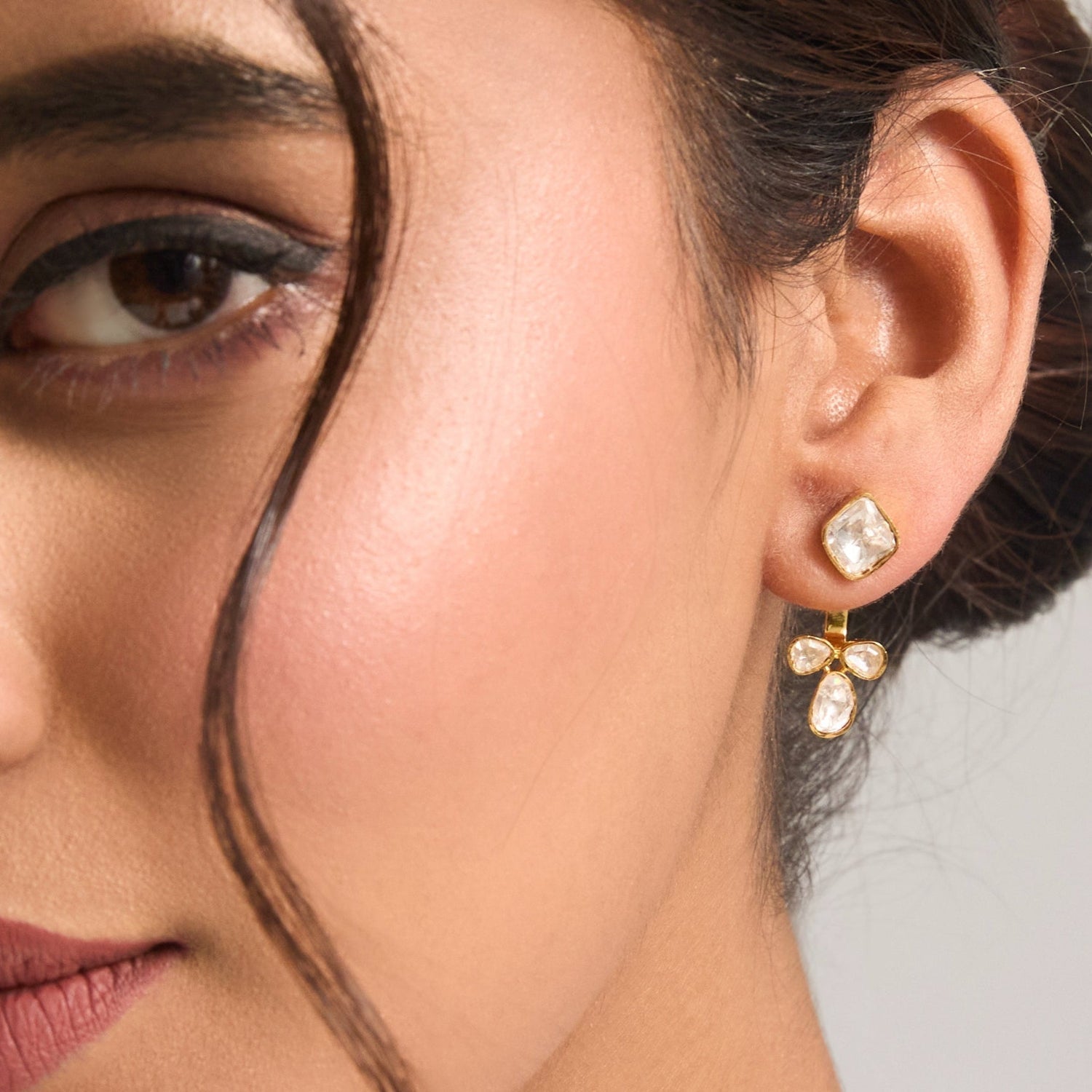 Moonbeam Moissanite Silver Jacket Earrings