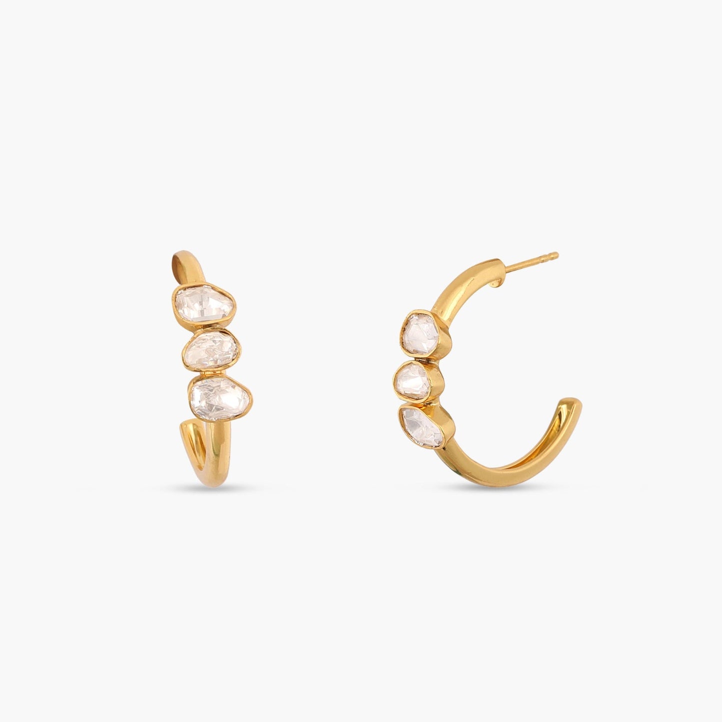 Shooting Star Moissanite Silver Half Hoop Earrings