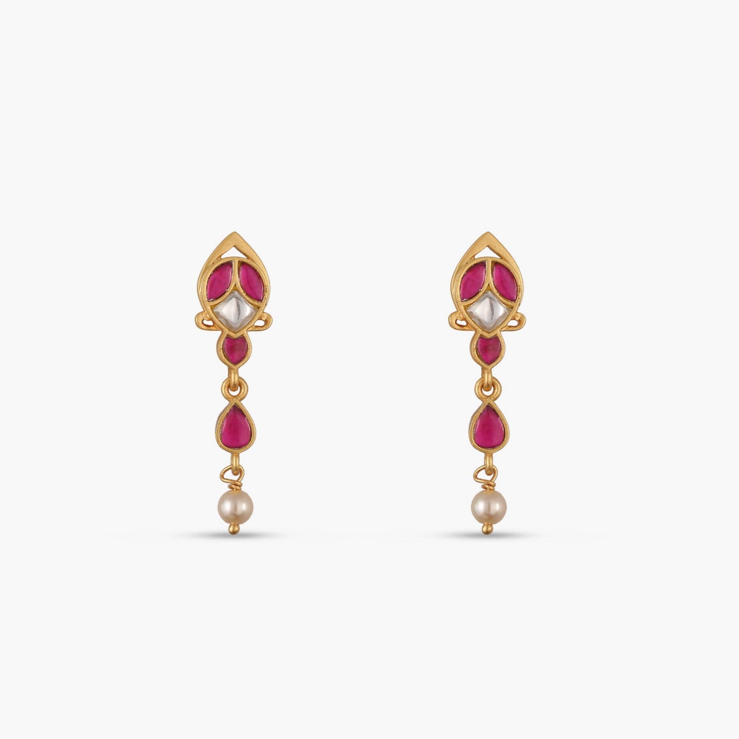 Parijat Jadau Silver Drop Earrings