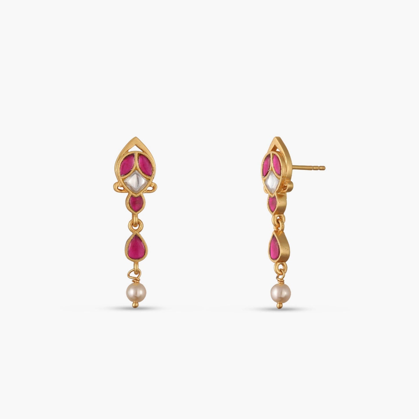Parijat Jadau Silver Drop Earrings