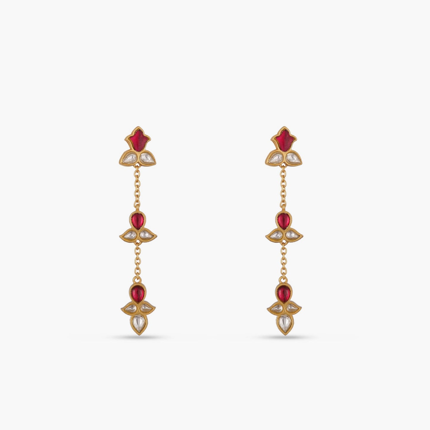 Rekha Jadau Silver Drop Earrings