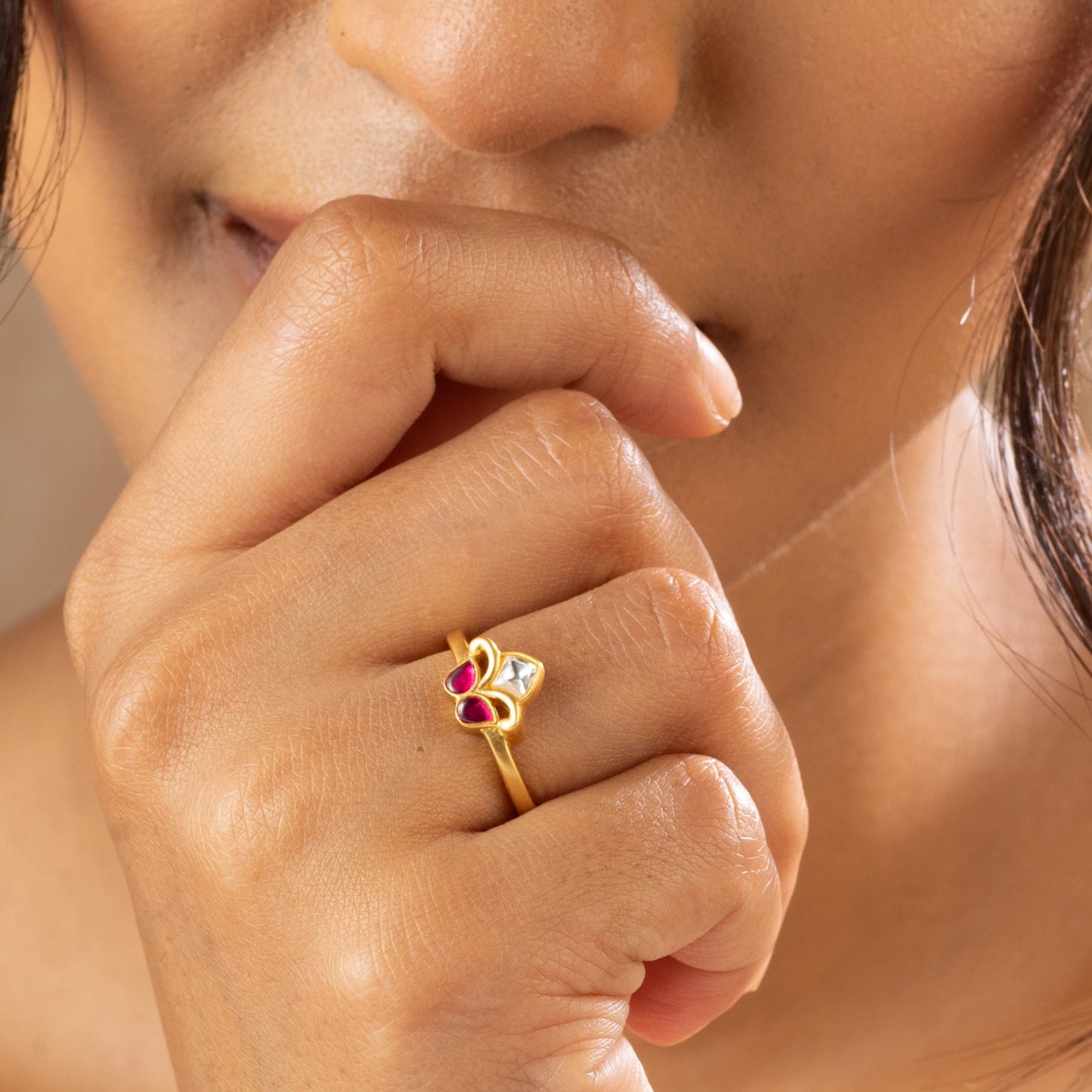 Pakhi Jadau Silver Ring