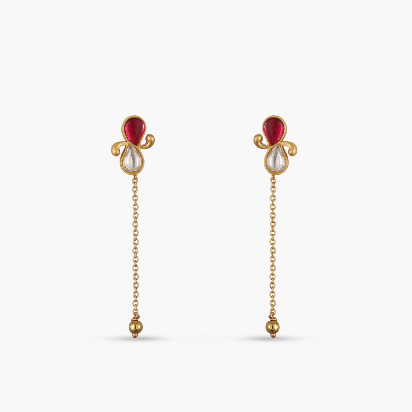 Leher Jadau Silver Drop Earrings