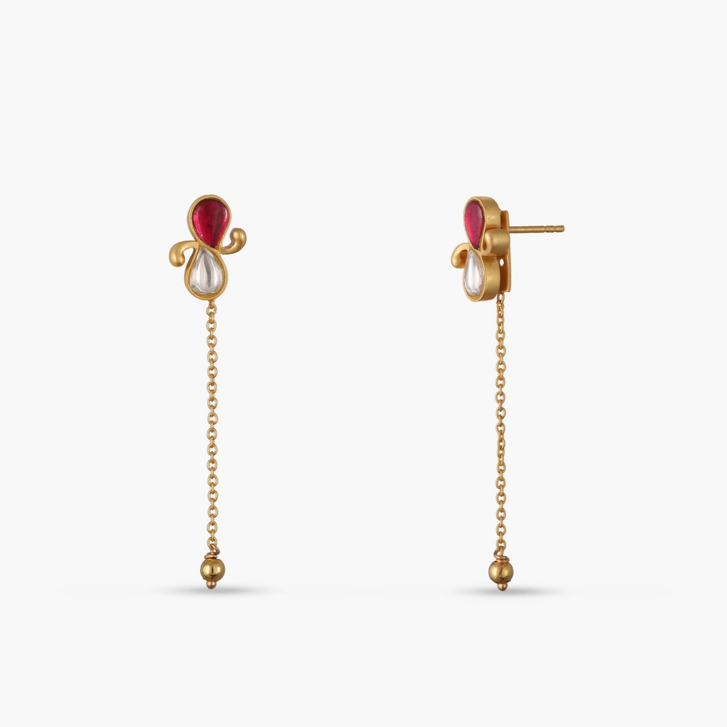 Leher Jadau Silver Drop Earrings