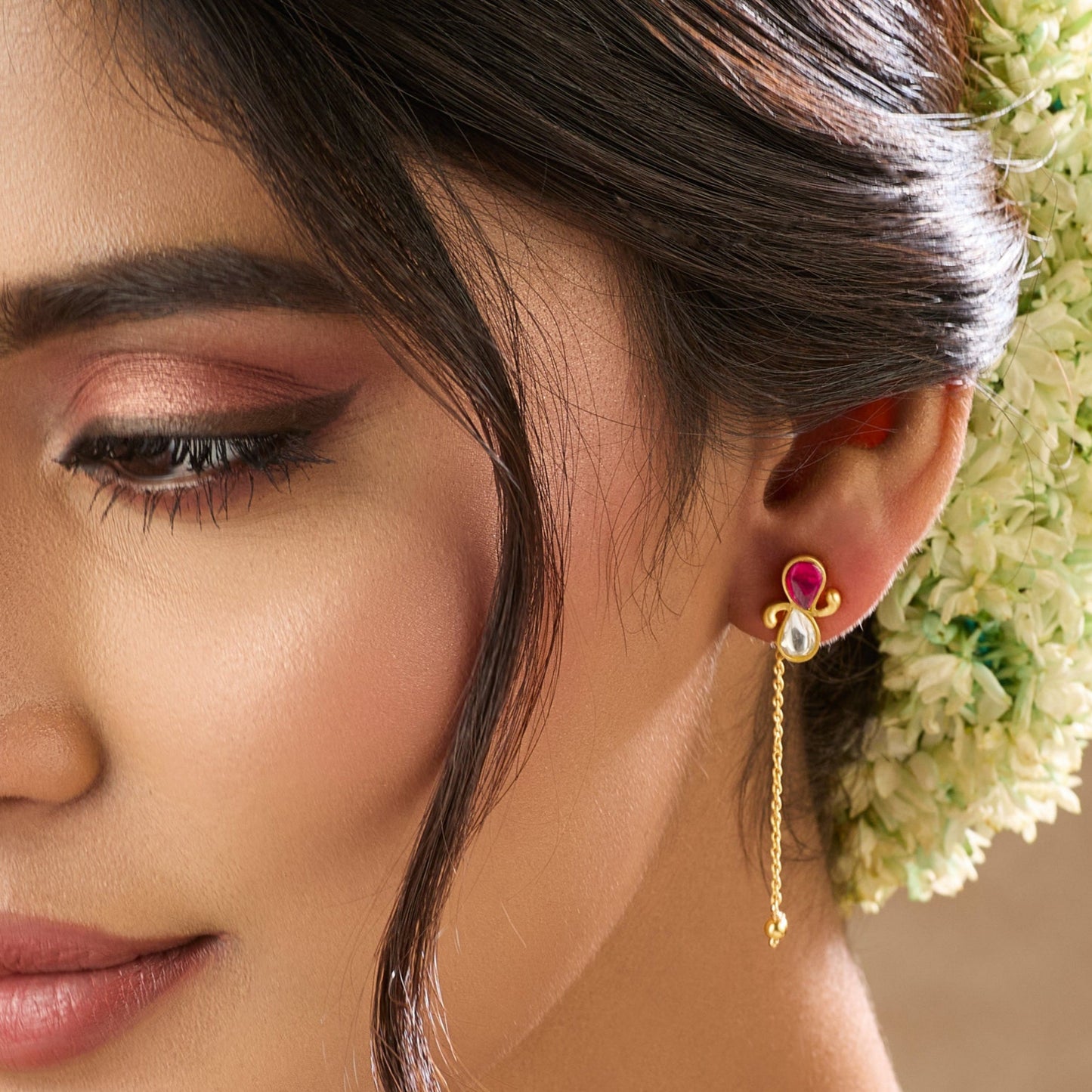 Leher Jadau Silver Drop Earrings