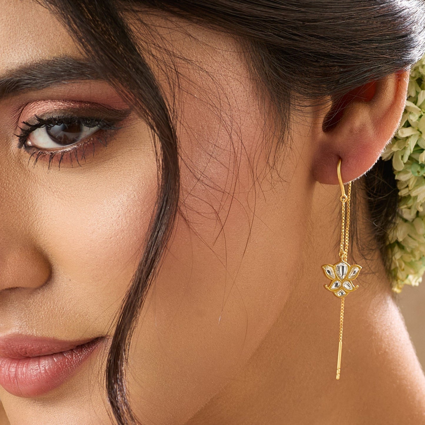 Sitara Jadau Silver Threader Earrings