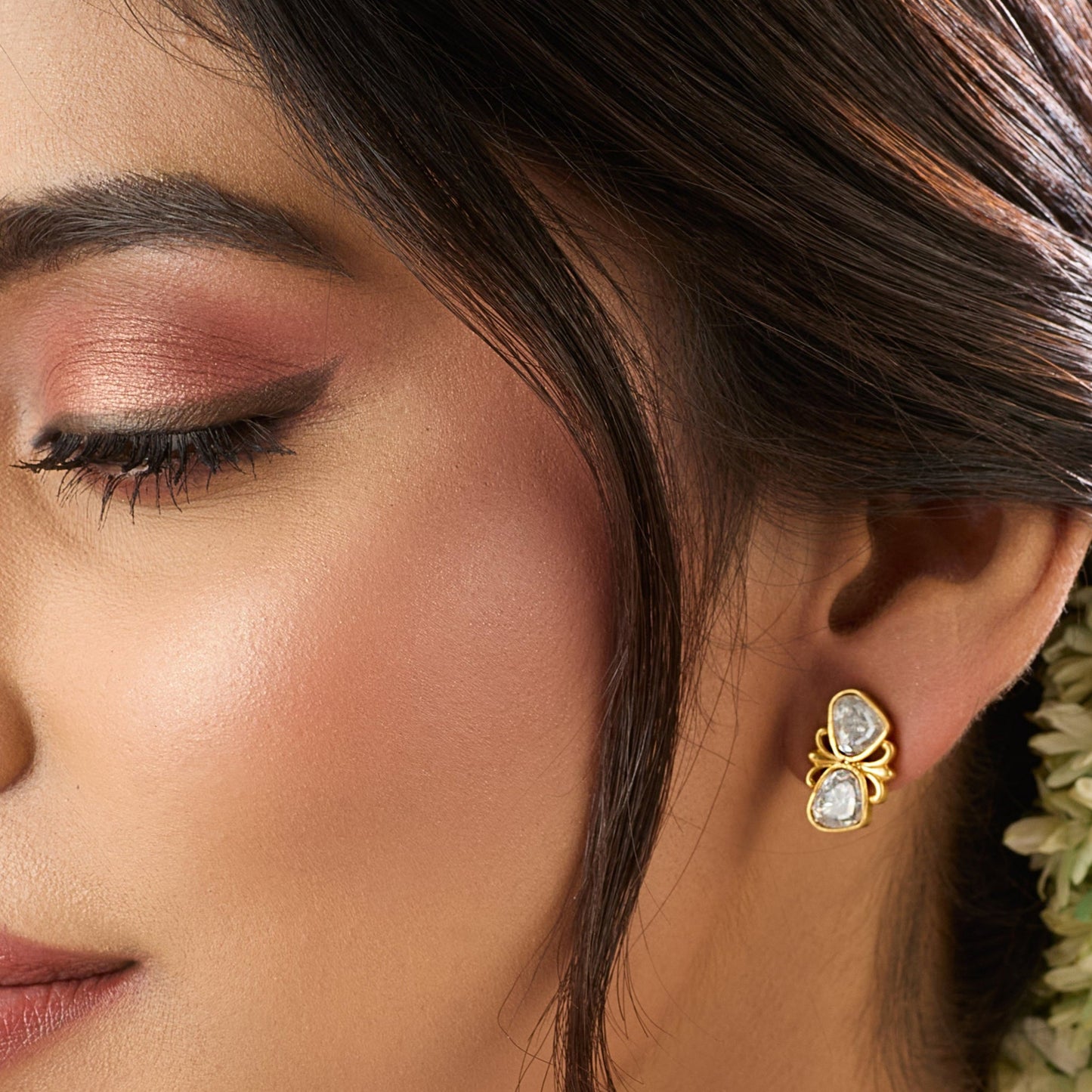 Shubhra Jadau Silver Stud Earrings