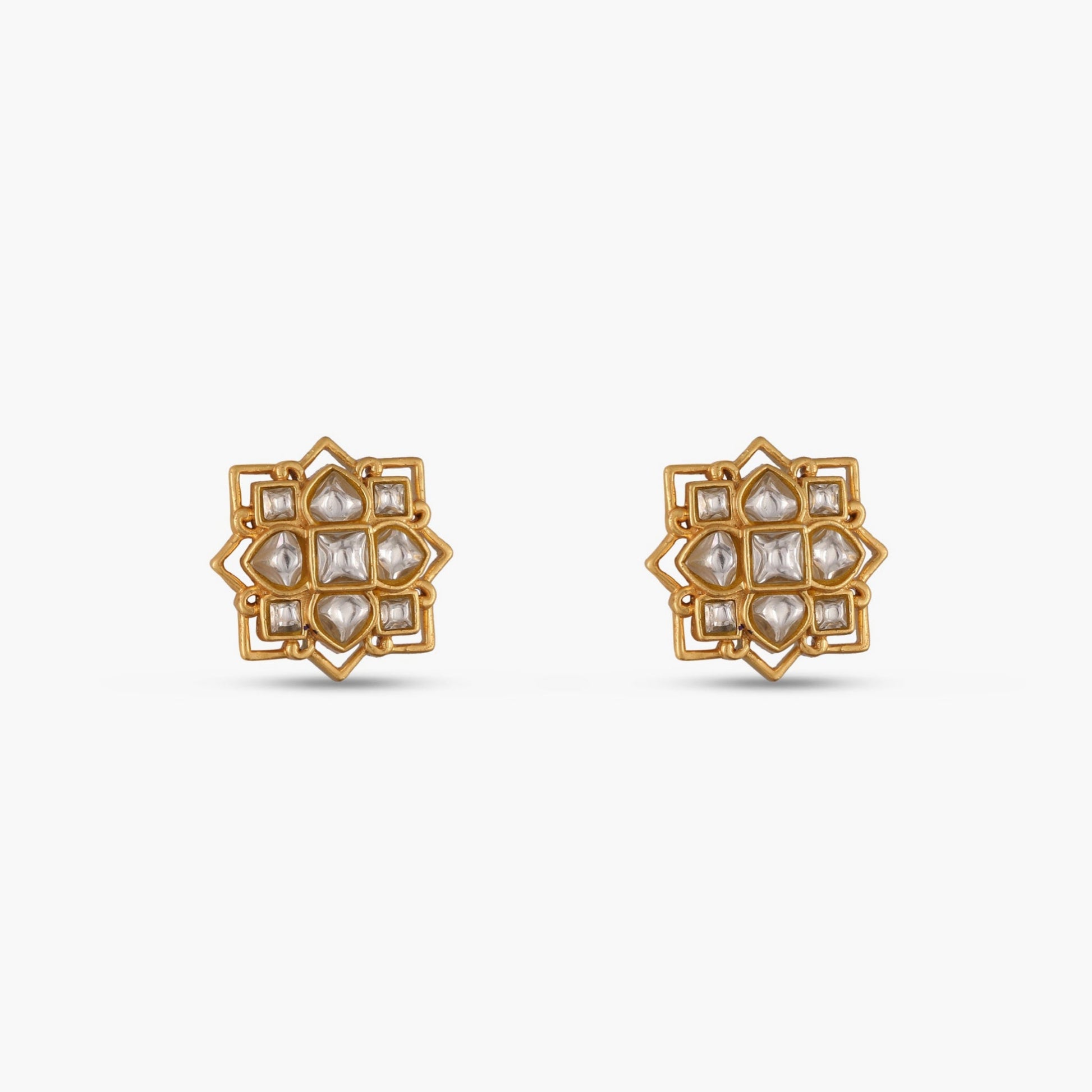 Kollam Jadau Silver Stud Earrings