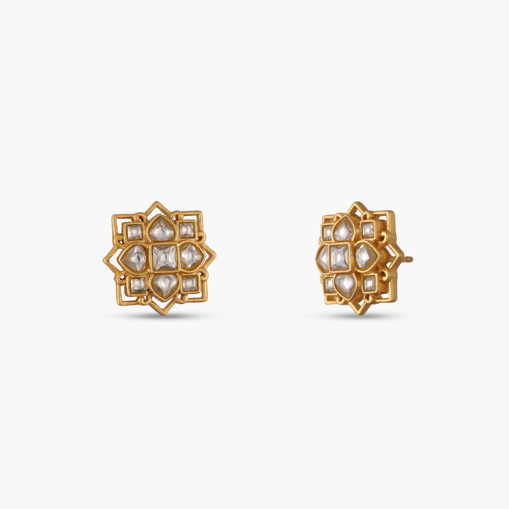 Kollam Jadau Silver Stud Earrings