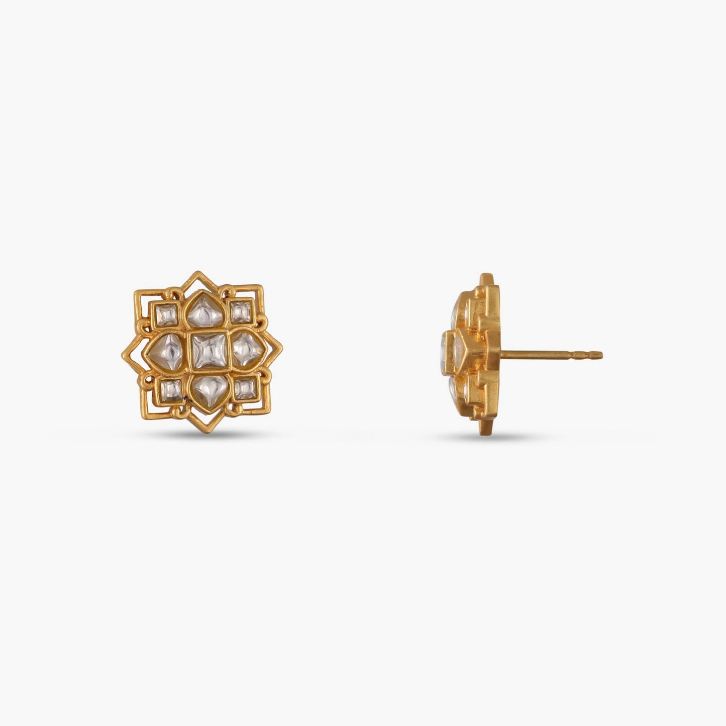 Kollam Jadau Silver Stud Earrings