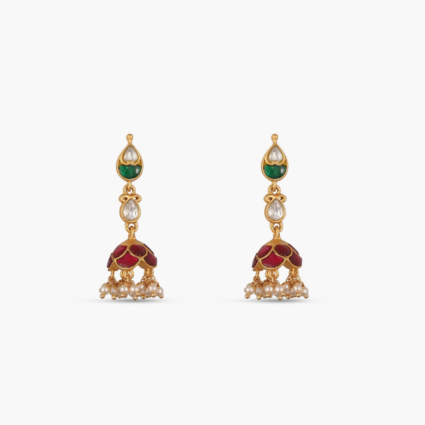 Tara Kempu Jadau Silver Jhumka Earrings