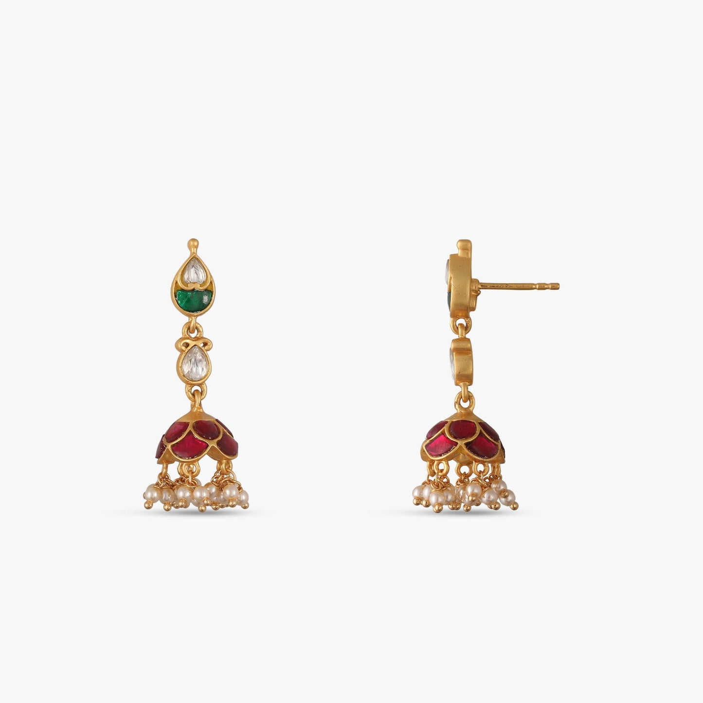 Tara Kempu Jadau Silver Jhumka Earrings