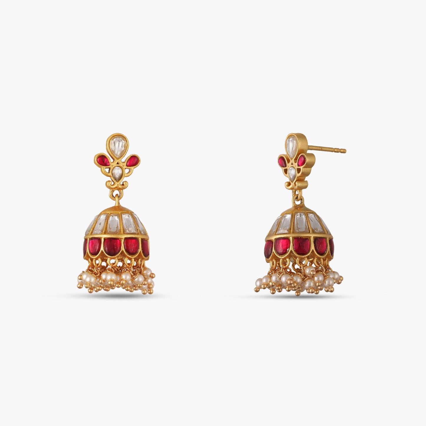 Ruhani Kempu Jadau Silver Jhumka Earrings