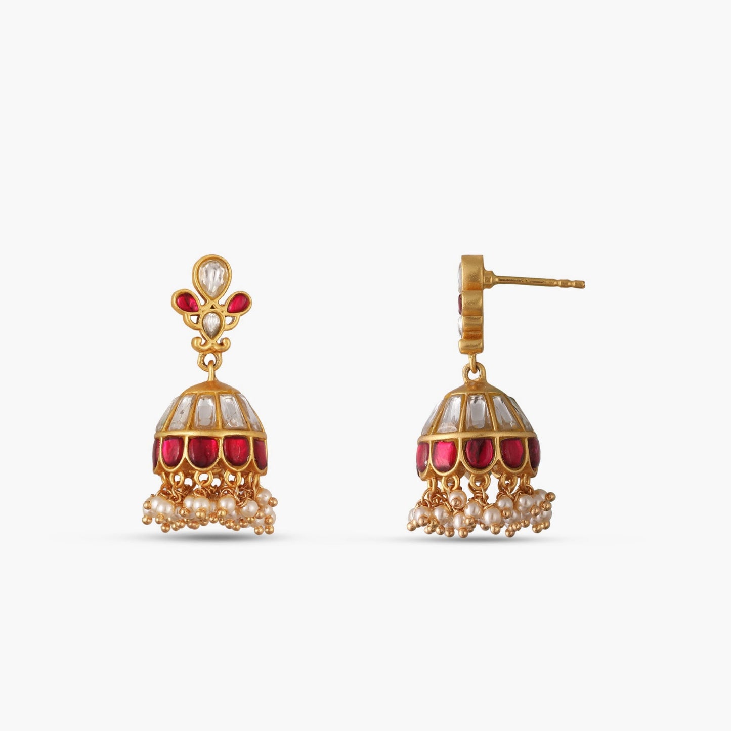 Ruhani Kempu Jadau Silver Jhumka Earrings