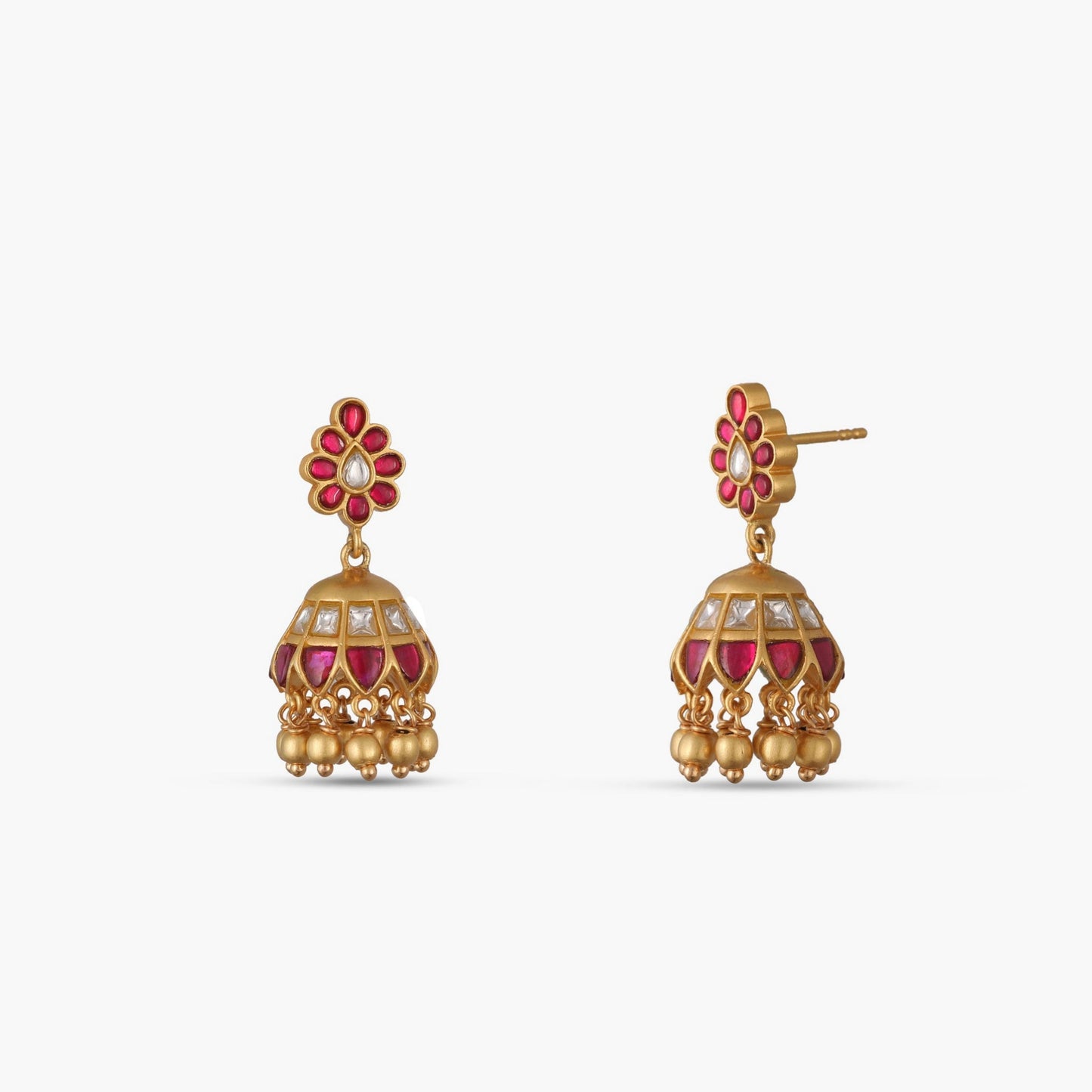 Mayur Kempu Jadau Silver Jhumka Earrings