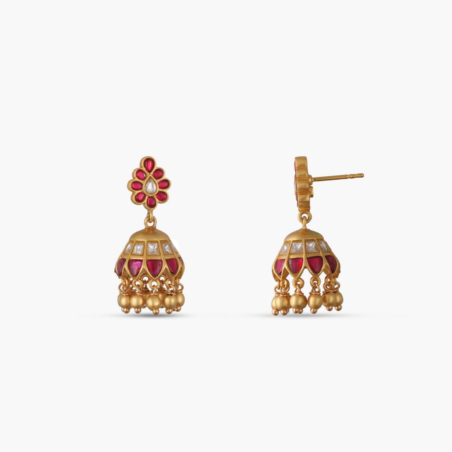 Mayur Kempu Jadau Silver Jhumka Earrings