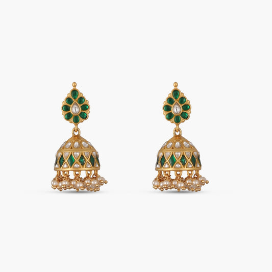 Harita Mayur Jadau Silver Jhumka Earrings